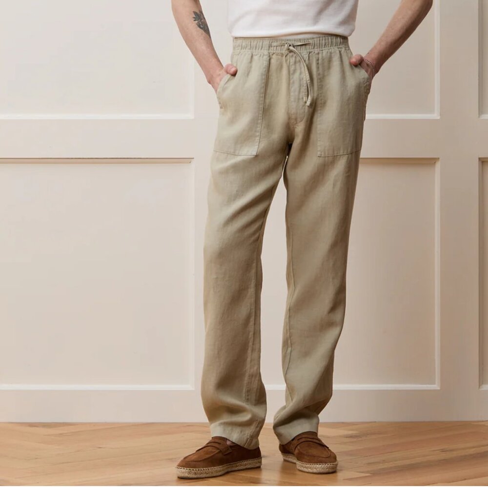 Todd Snyder Linen Beach Pant in Desert Sage